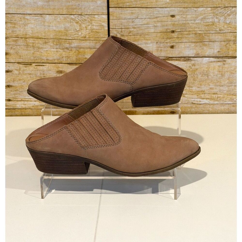 Frye Rowen Tan Suede Mules Womens Pointed Toe Western Slip On Shoes 8.5M